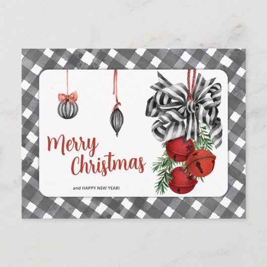 Carte Postale Noël Simple Noir et Blanc (Devant)