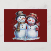 Carte Postale Noël Snowman vacances Vintages (Devant)