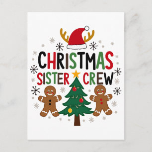 Carte Postale Noël Soeur Crew Festive pain d'épices Amis