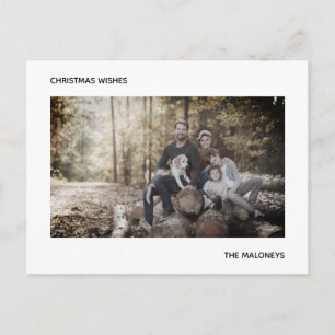 Carte Postale noël souhaite photo moderne noir blanc rayé