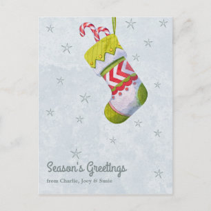 Carte Postale Noël Stockings & Sucre de canne Salutation de la s