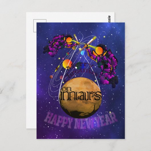 Carte Postale Noël sur MARS (Devant / Derrière)