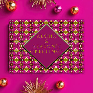 Carte Postale Noël Trendy Tropical Pink and Gold Aloha