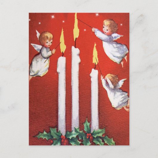Carte Postale Noël Trois Petits Anges Noël Vintage (Devant)