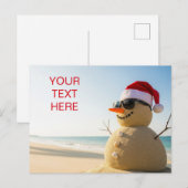 Carte Postale Noël tropical snowman (Devant / Derrière)