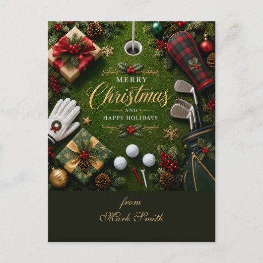 Carte Postale Noël vacances de golf (Devant)