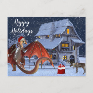 Carte Postale Noël Vacances Père Noël Dragon