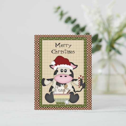 Carte postale Noël Vache (Debout devant)