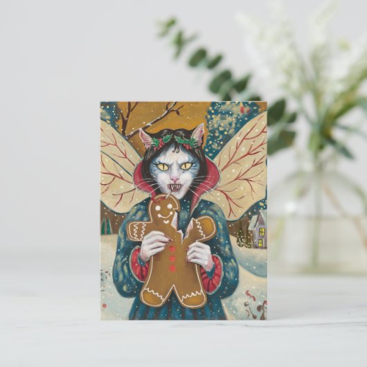 Carte Postale Noël Vampire Kitty Gingerbread Homme Cookie (Debout devant)