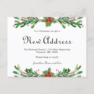 Carte Postale Noël Verdure Nouvelle adresse Holiday Move