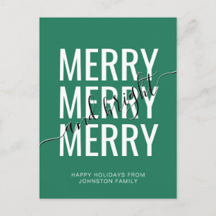 Carte Postale Noël vert de vacances élégant joyeux et lumineux