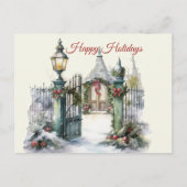 Carte Postale Noël Vintage hiver Scène Joyeuses Fêtes (Devant)