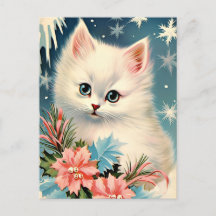 Carte postale Noël Vintage Kitten | Adorable