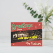 Carte Postale Noël vintage style "Salutations de" (Debout devant)