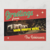 Carte Postale Noël vintage style "Salutations de" (Devant)