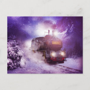 Carte postale Noël vintage train
