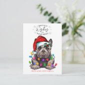 Carte Postale Noël Voeux Chien Chiot Baisers Joli Animal Personn (Debout devant)