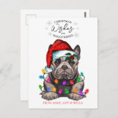 Carte Postale Noël Voeux Chien Chiot Baisers Joli Animal Personn (Devant / Derrière)