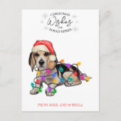 Carte Postale Noël Voeux Chien Chiot Baisers Joli Animal Personn (Devant)