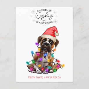 Carte Postale Noël Voeux Chien Chiot Baisers Joli Animal Personn