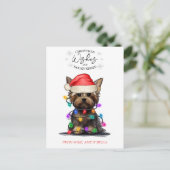 Carte Postale Noël Voeux Chien Chiot Baisers Joli Animal Personn (Debout devant)