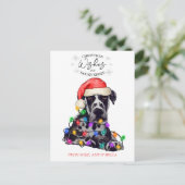 Carte Postale Noël Voeux Chien Chiot Baisers Joli Animal Personn (Debout devant)