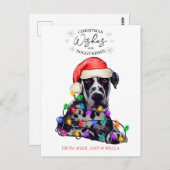 Carte Postale Noël Voeux Chien Chiot Baisers Joli Animal Personn (Devant / Derrière)