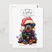 Carte Postale Noël Voeux Chien Chiot Baisers Joli Animal Personn (Devant / Derrière)