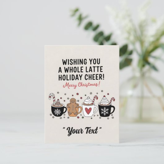 Carte Postale Noël Vous Souhaite Un Café En Latte Entier Cheval (Debout devant)