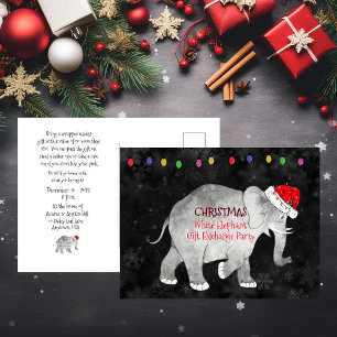 Carte Postale Noël White Elephant échange de cadeaux