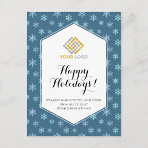 Carte Postale Noël Winter Blue Snowflakes Logo Affaires