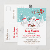 Carte Postale Noël Woodland Arctic Fox Baby shower (Devant / Derrière)