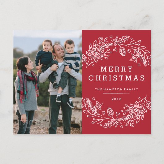 Carte postale Noël Wreath Holiday - Berry (Devant)