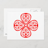 Carte Postale noeud céleste shamrock rouge (Devant / Derrière)