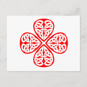 Carte Postale noeud céleste shamrock rouge
