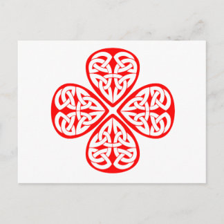 Carte Postale noeud céleste shamrock rouge