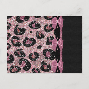 Carte Postale Nœuds en ruban imprimé léopard rose rockabilly RAB