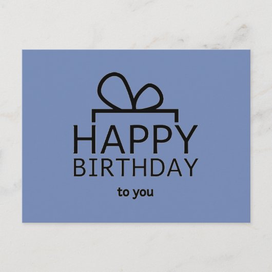 Carte Postale Noir Anniversaire Design Sur Bleu (Devant)