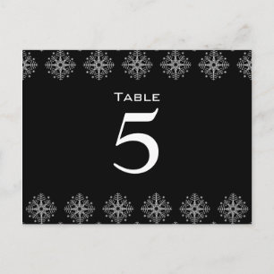 Carte Postale Noir + blanc Flammes de neige Numéro de la table d