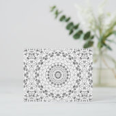 Carte Postale Noir Blanc Gris Monochrome Design Mandala (Debout devant)