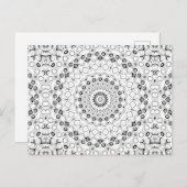 Carte Postale Noir Blanc Gris Monochrome Design Mandala (Devant / Derrière)