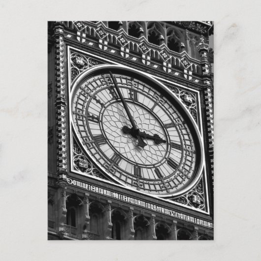 Carte Postale Noir Blanc Gros plan Tour d'horloge Big Ben (Devant)