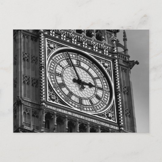 Carte Postale Noir Blanc Gros plan Tour d'horloge Big Ben (Devant)