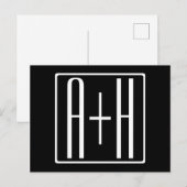 Carte Postale Noir & Blanc | Initiales de couples (Devant / Derrière)