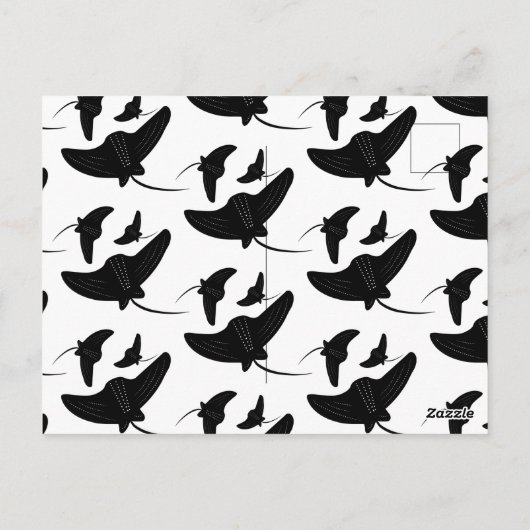 Carte Postale Noir blanc moderne Stingray Enregistrer la date (Dos)