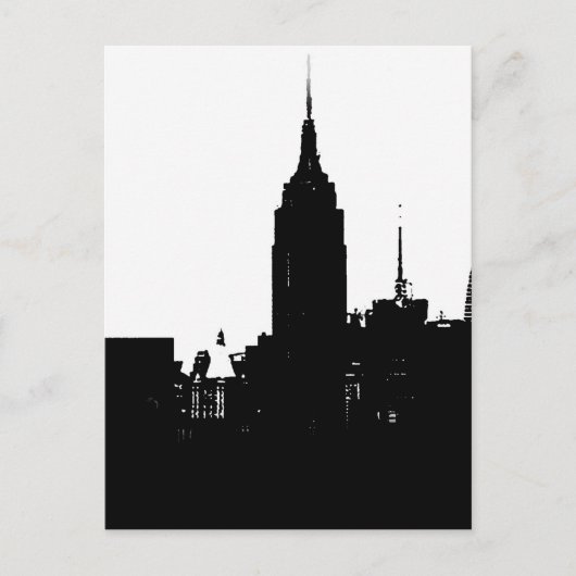 Carte Postale Noir blanc New York Silhouette (Devant)