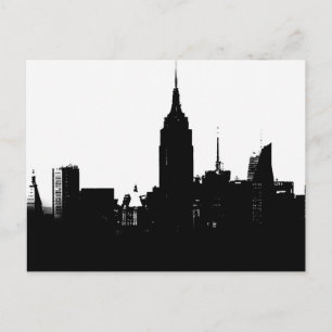 Carte Postale Noir blanc New York Silhouette