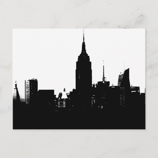Carte Postale Noir blanc New York Silhouette (Devant)