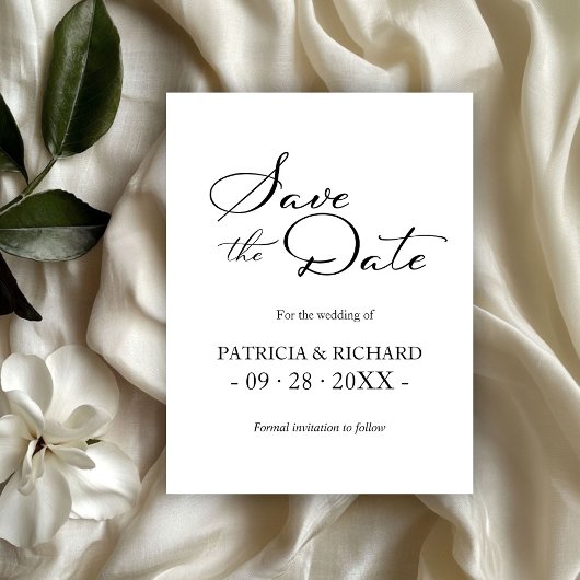 Carte Postale Noir Blanc QR Code Mariage Enregistrer La Date