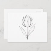 Carte Postale Noir blanc Tulipe Line Art (Devant / Derrière)